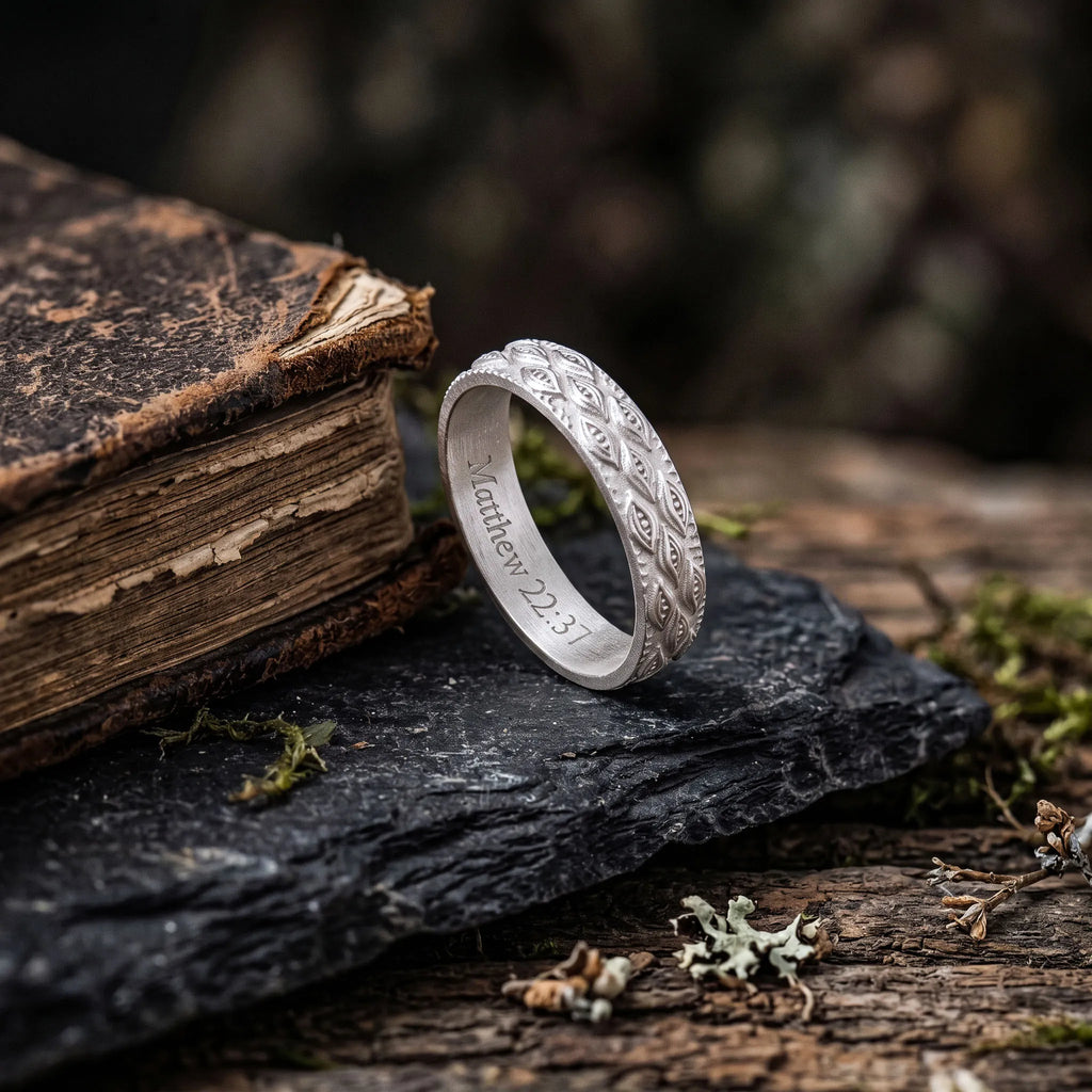 925 Sterling Silver All-Seeing Eye Band Ring, Vintage Ornate Ring, Personalized Faith Jewelry