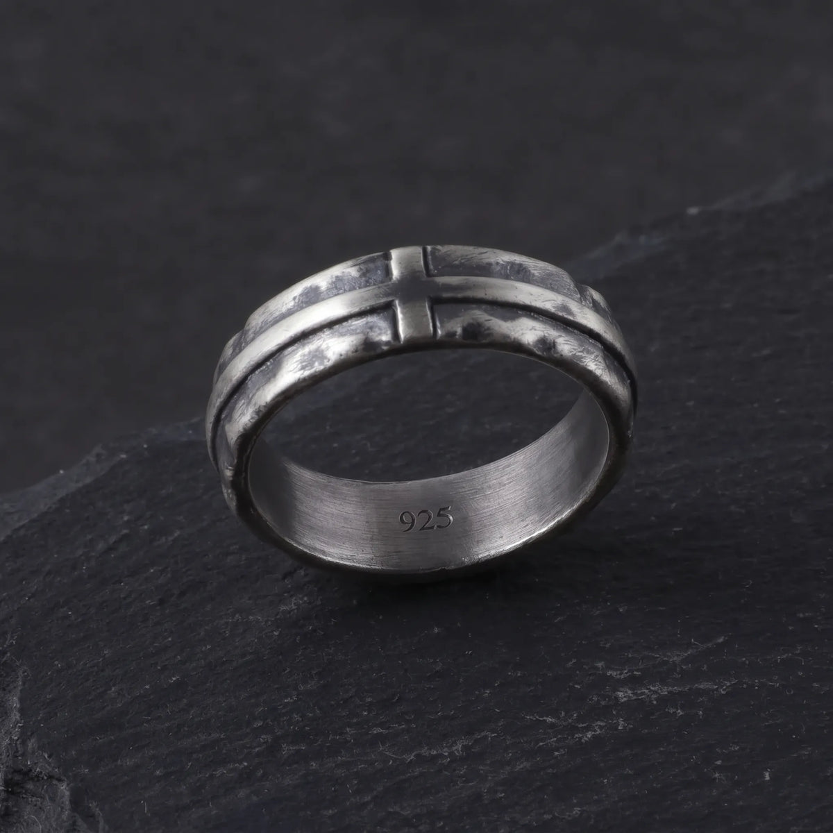 Engravable Antique 925 Sterling Silver Cross Ring, Symbol of Redemption, Shelter & Forgiving Love