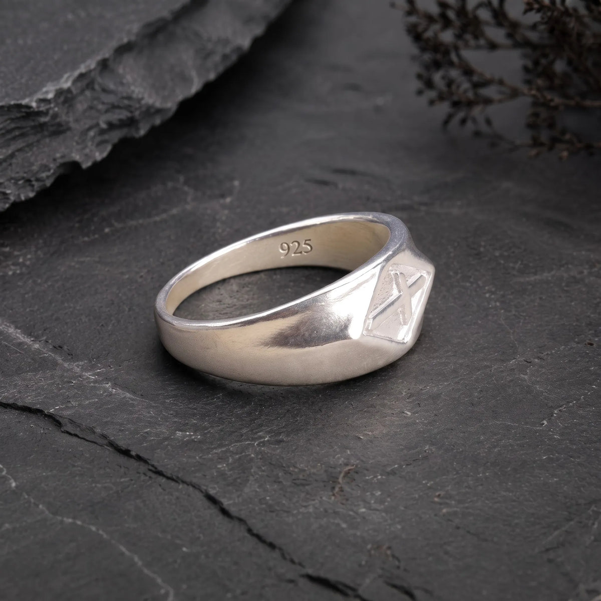 Vintage Templar Cross Signet Ring, Custom Engraved 925 Sterling Silver Band, Personalized Faith Religious Ring for Men