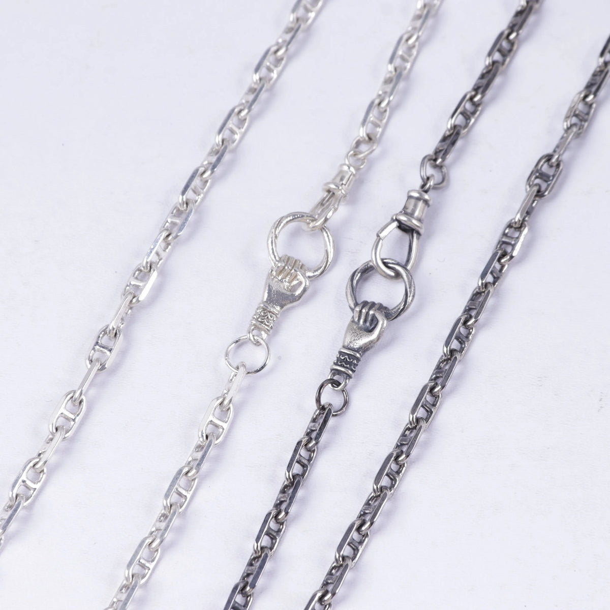 Mens 925 Sterling Silver Mariner Chain Necklace with Easy Clasp, 3mm-5mm