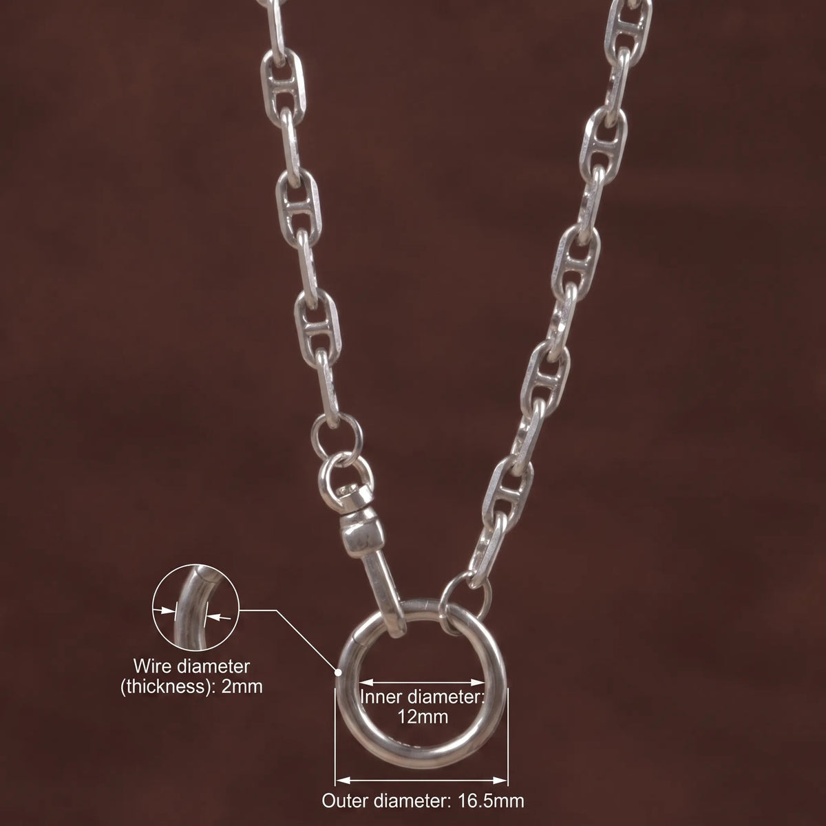 Unisex 925 Sterling Silver Mariner Anchor Chain Necklace-Spring Clasp for Pendant