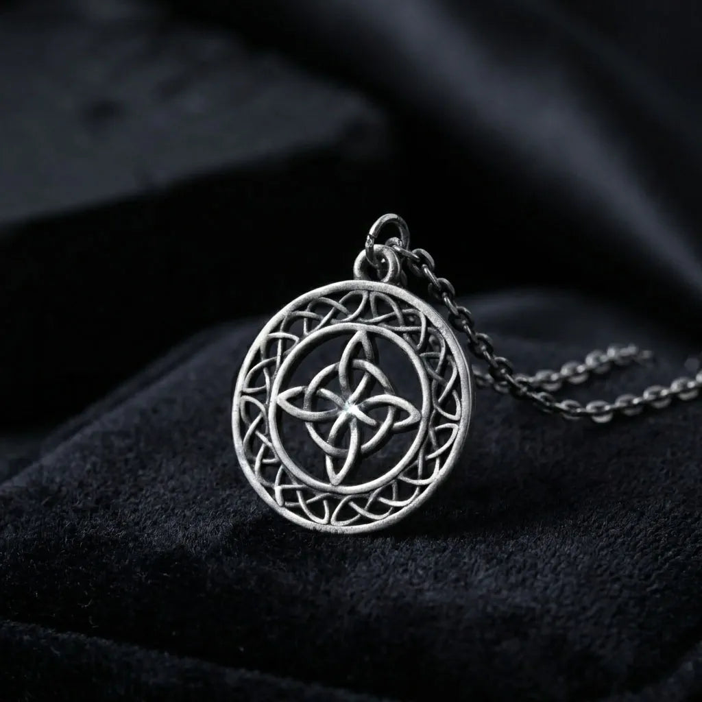 925 Sterling Silver Round Openwork Pendant, Celtic Knot Pendant, Oxidized Silver Jewelry, Symbolic Gift