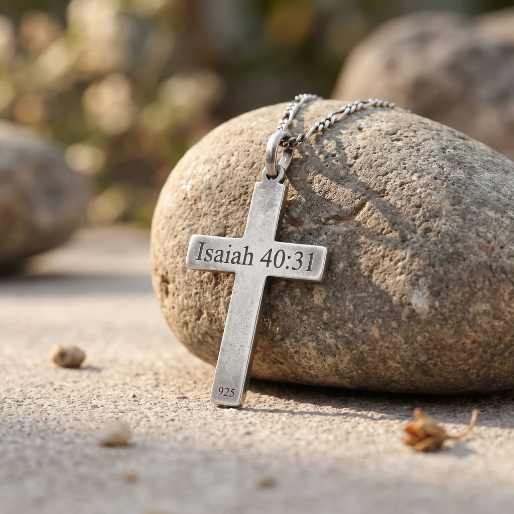 Eternal Covenant Celtic Cross, Oxidized 925 Sterling Silver Devotional Figaro Necklace