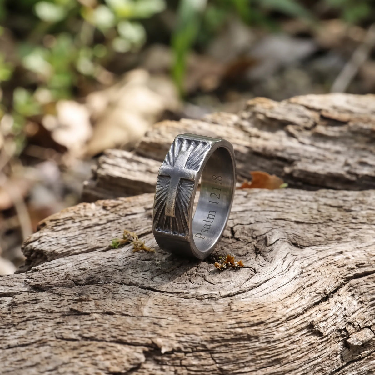 Custom Engraved 925 Sterling Silver Cross Signet Ring, Religious Faith Band for Men