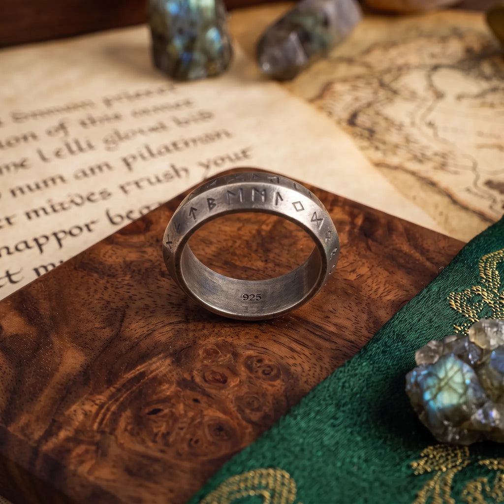 Antique 925 Sterling Silver Viking Rune Ring Custom Engrave Inside Band Talisman Gift