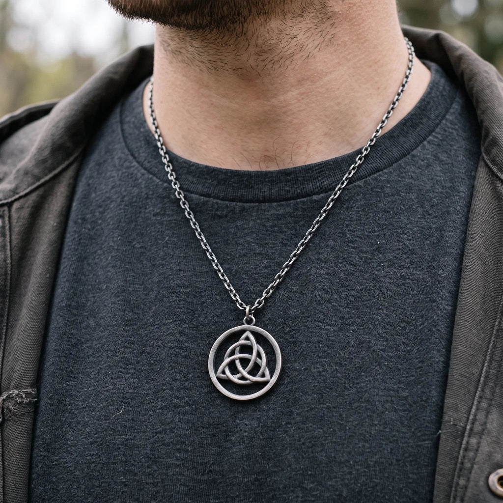925 Sterling Silver Triquetra Pendant, Celtic Knot Necklace, Oxidized Silver Jewelry, Symbolic Gift