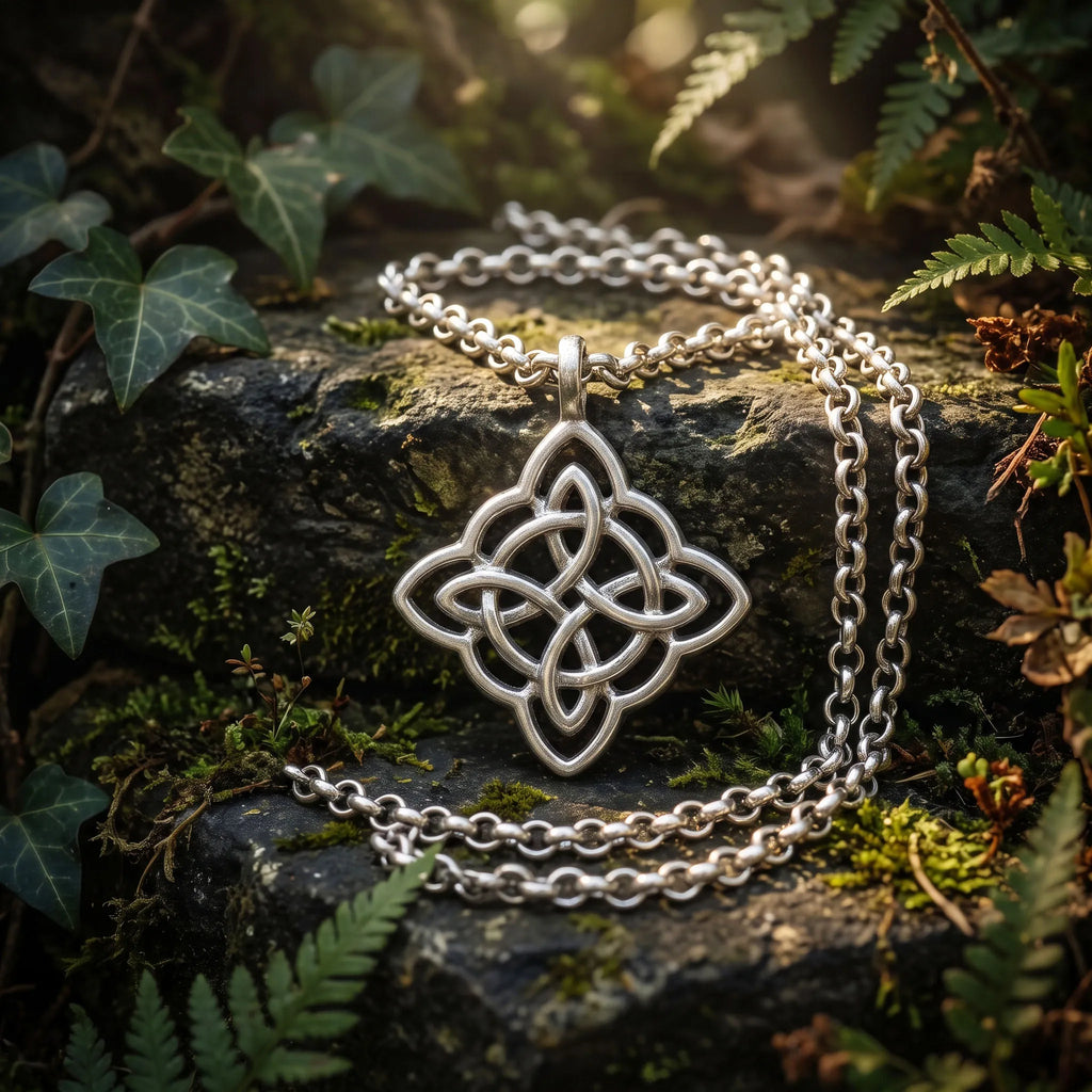 925 Sterling Silver Celtic Knot Necklace, Infinity Knot Pendant, Spiritual Symbol Jewelry, Vintage Silver Necklace Gift