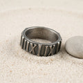 Custom Engraved Vintage 925 Sterling Silver Roman Numeral Men Ring