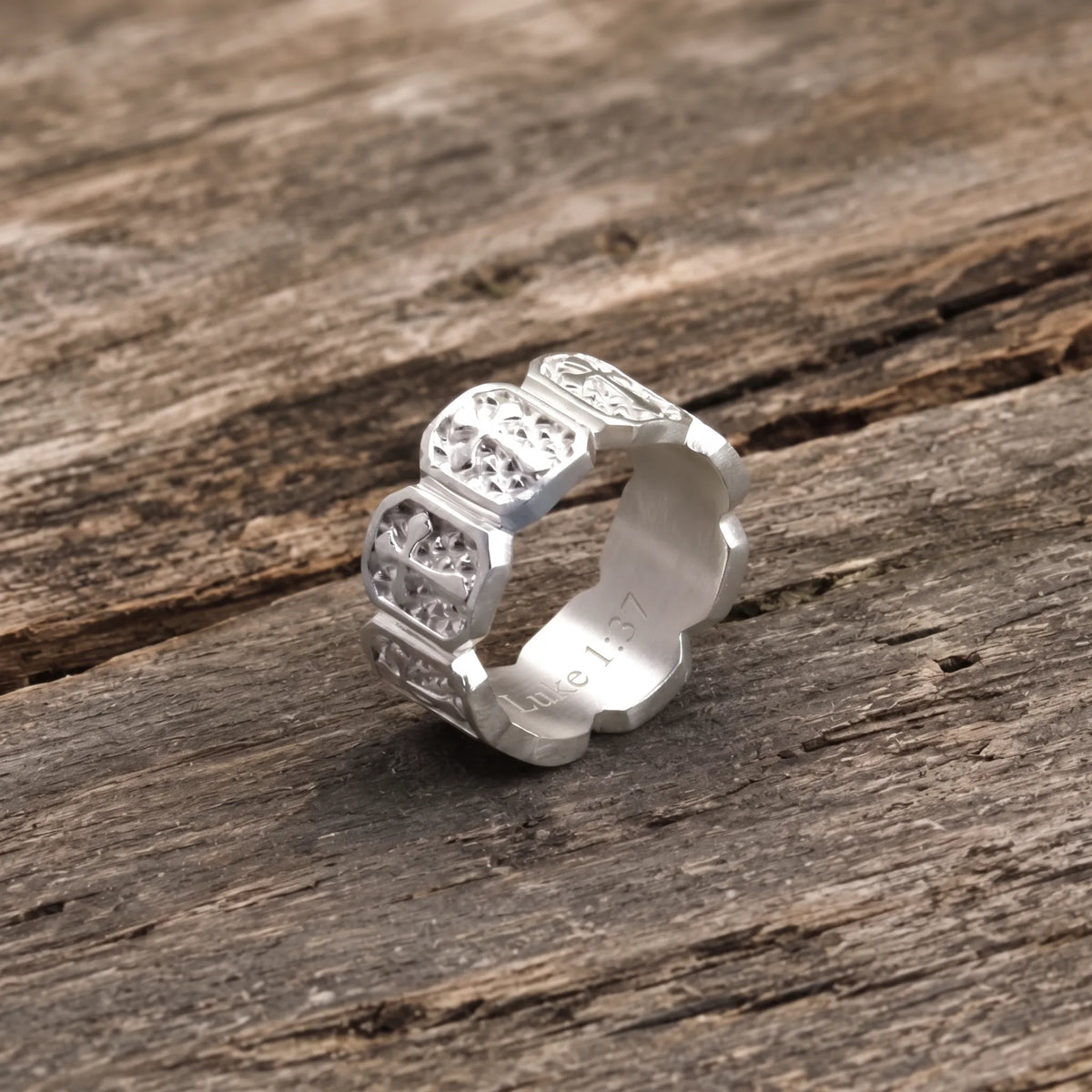 Personalized Mens Vintage 925 Sterling Silver Cross Ring - Custom Engraved Band