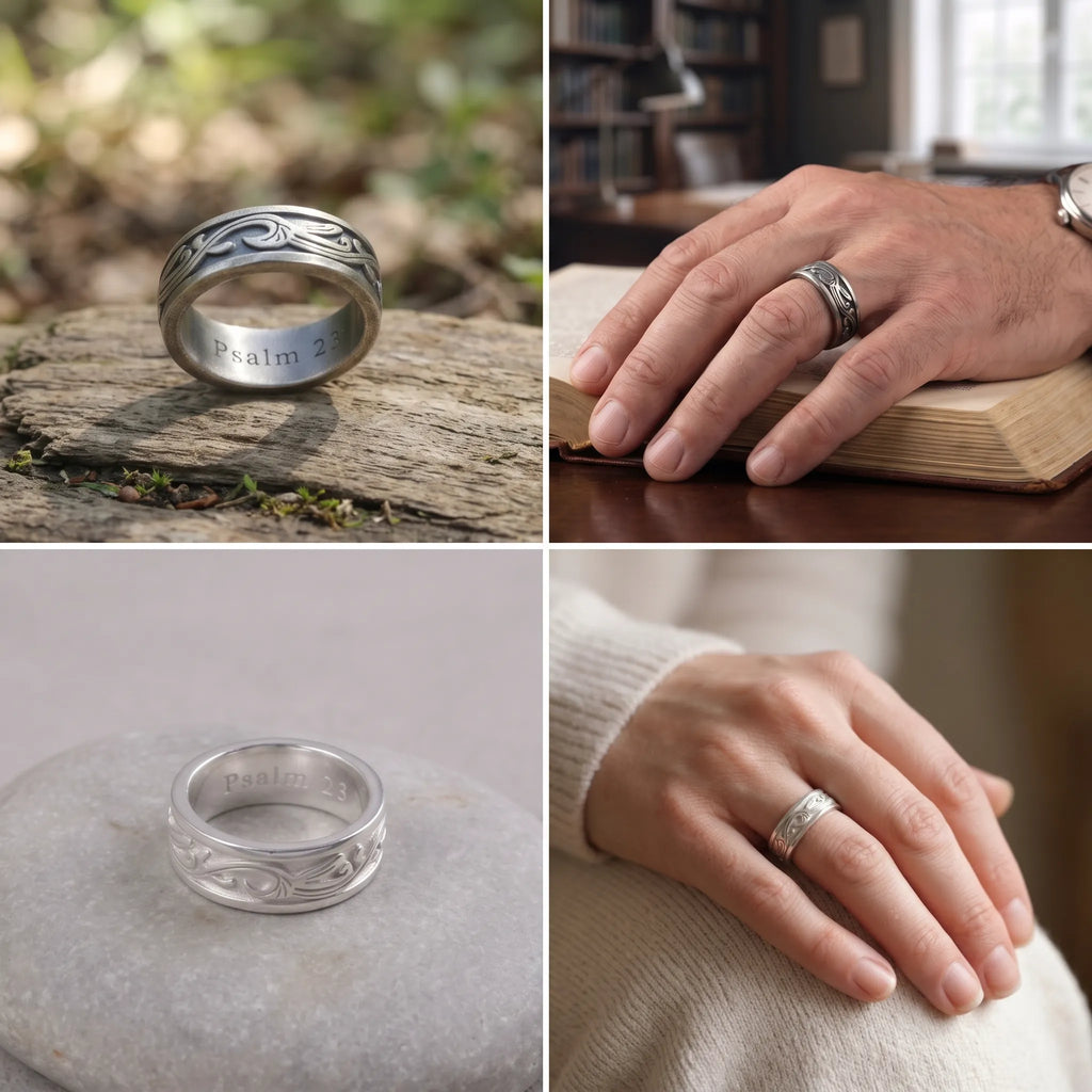 Personalized 925 Sterling Silver Vine Ring, Engraved Promise Band for Men Women