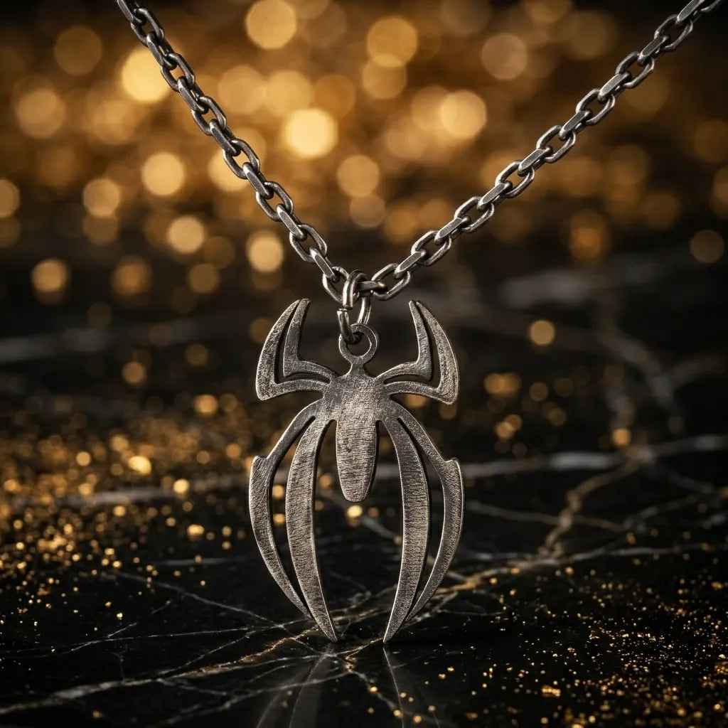 925 Sterling Silver Spider Pendant Necklace, Gothic Jewelry, Dark Alternative Necklace, Bold Unisex Gift