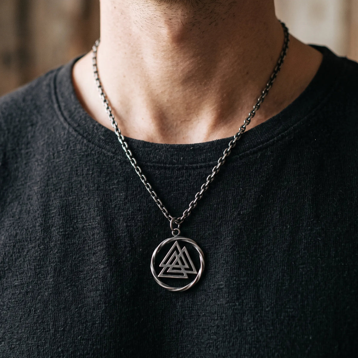 925 Sterling Silver Triangle Pendant Necklace, Geometric Symbol Jewelry, Minimalist Gothic Silver Necklace