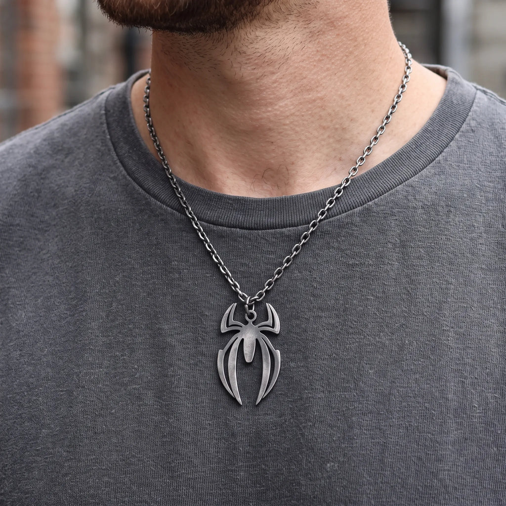 925 Sterling Silver Spider Pendant Necklace, Gothic Jewelry, Dark Alternative Necklace, Bold Unisex Gift