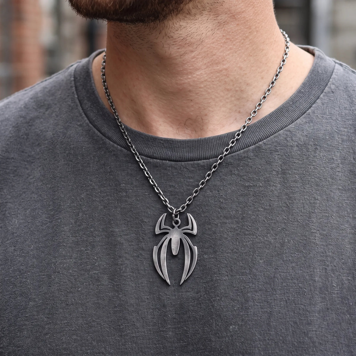 925 Sterling Silver Spider Pendant Necklace, Gothic Jewelry, Dark Alternative Necklace, Bold Unisex Gift