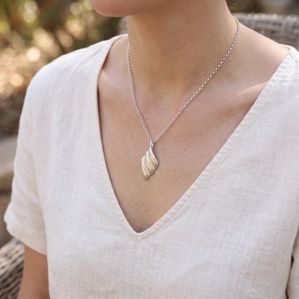 Sterling Silver Abstract Pendant Necklace, Artistic Silver Jewelry, Unisex Statement Necklace