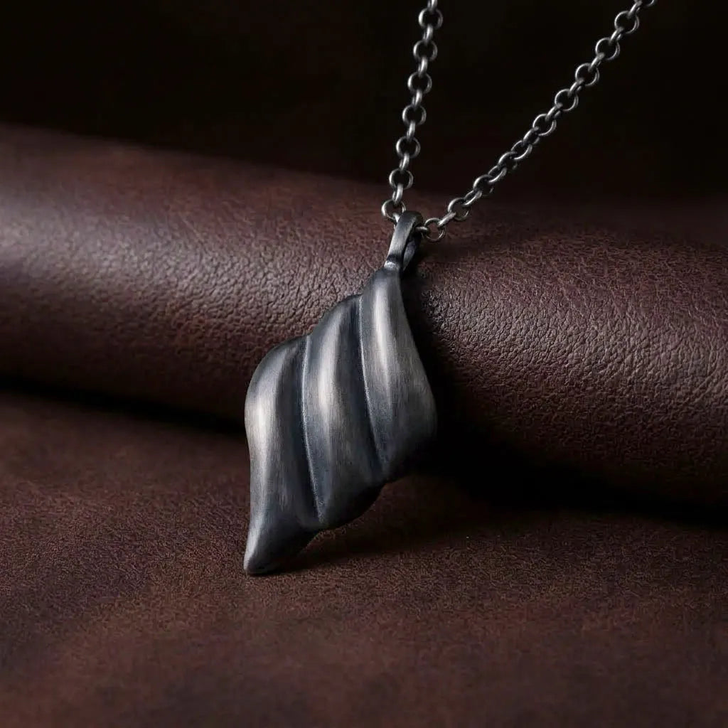 Sterling Silver Abstract Pendant Necklace, Artistic Silver Jewelry, Unisex Statement Necklace