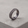 Personalised Men’s Oxidised 925 Sterling Silver Motorcycle Chain Ring Band