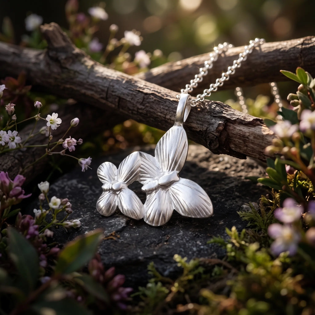 925 Sterling Silver Butterfly Pendant Necklace, Double Butterfly Jewelry, Nature Inspired Gift