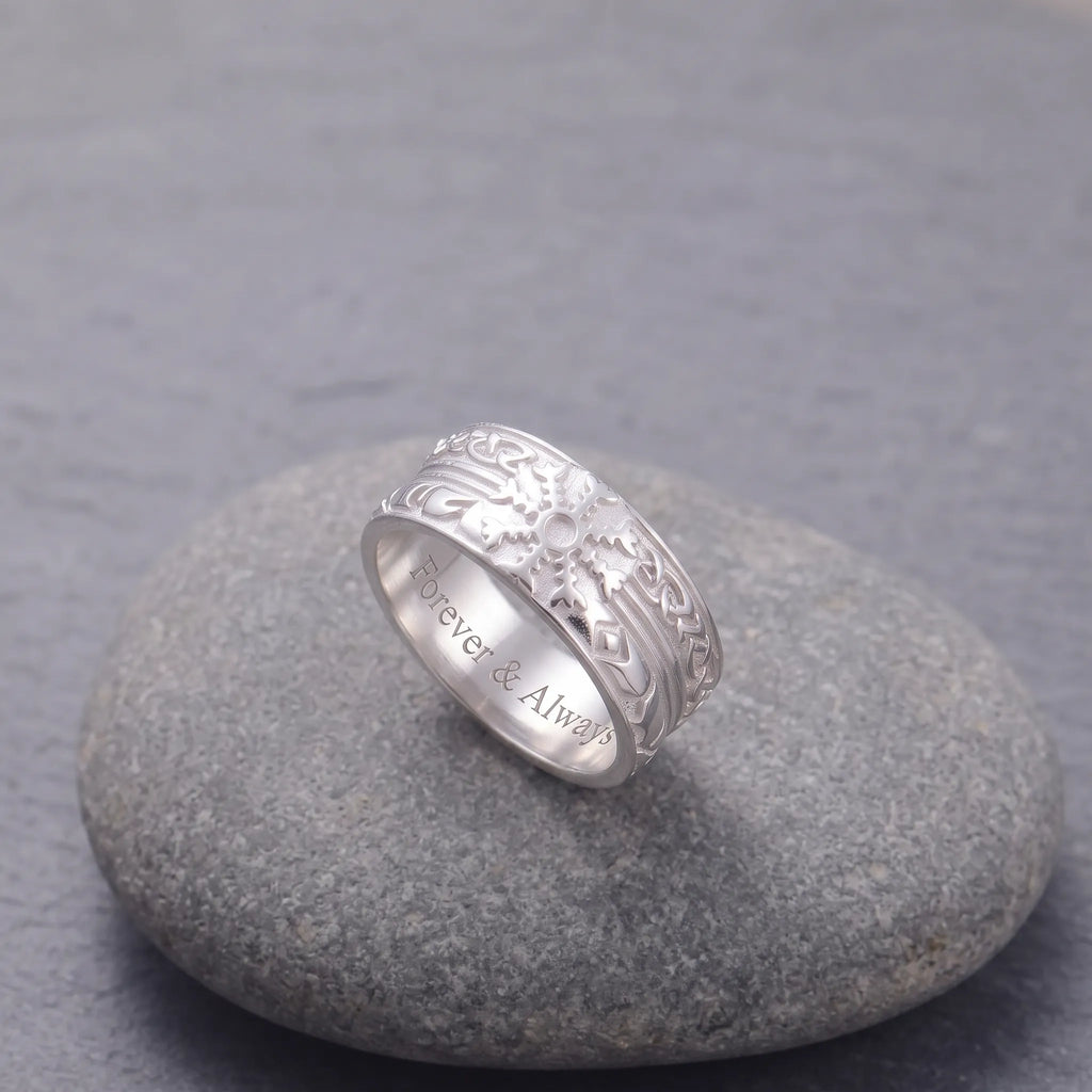 Personalized 925 Sterling Silver Viking Compass Ring Custom Engraved Mens Band