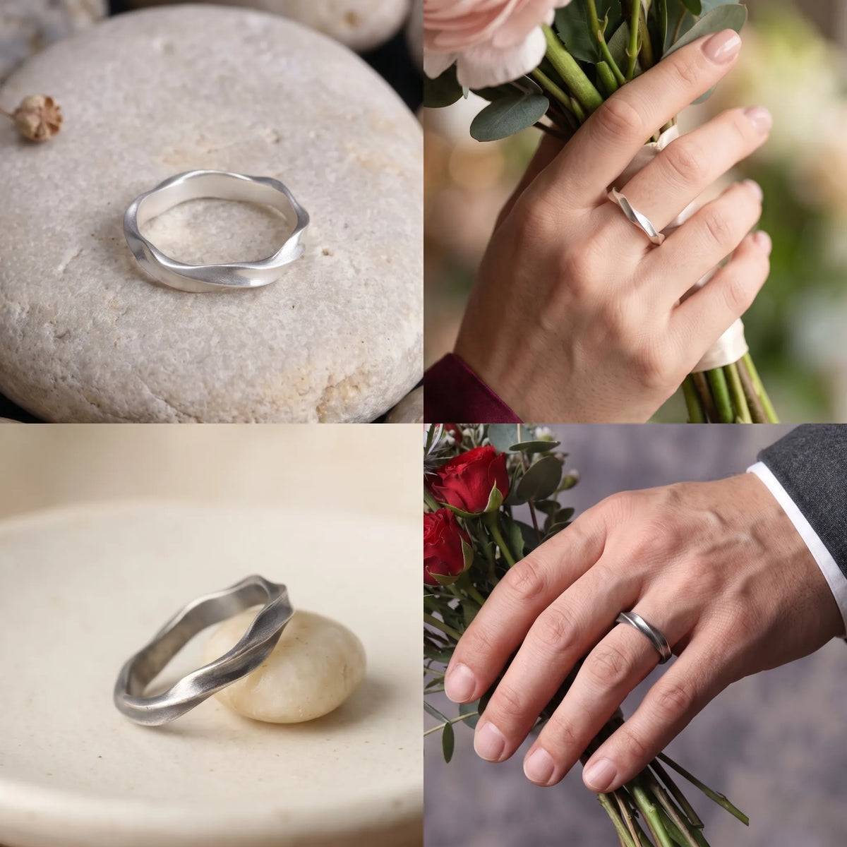 Custom Engraved Mobius Ring 925 Sterling Silver Personalized Anniversary Gift-Wedding Rings