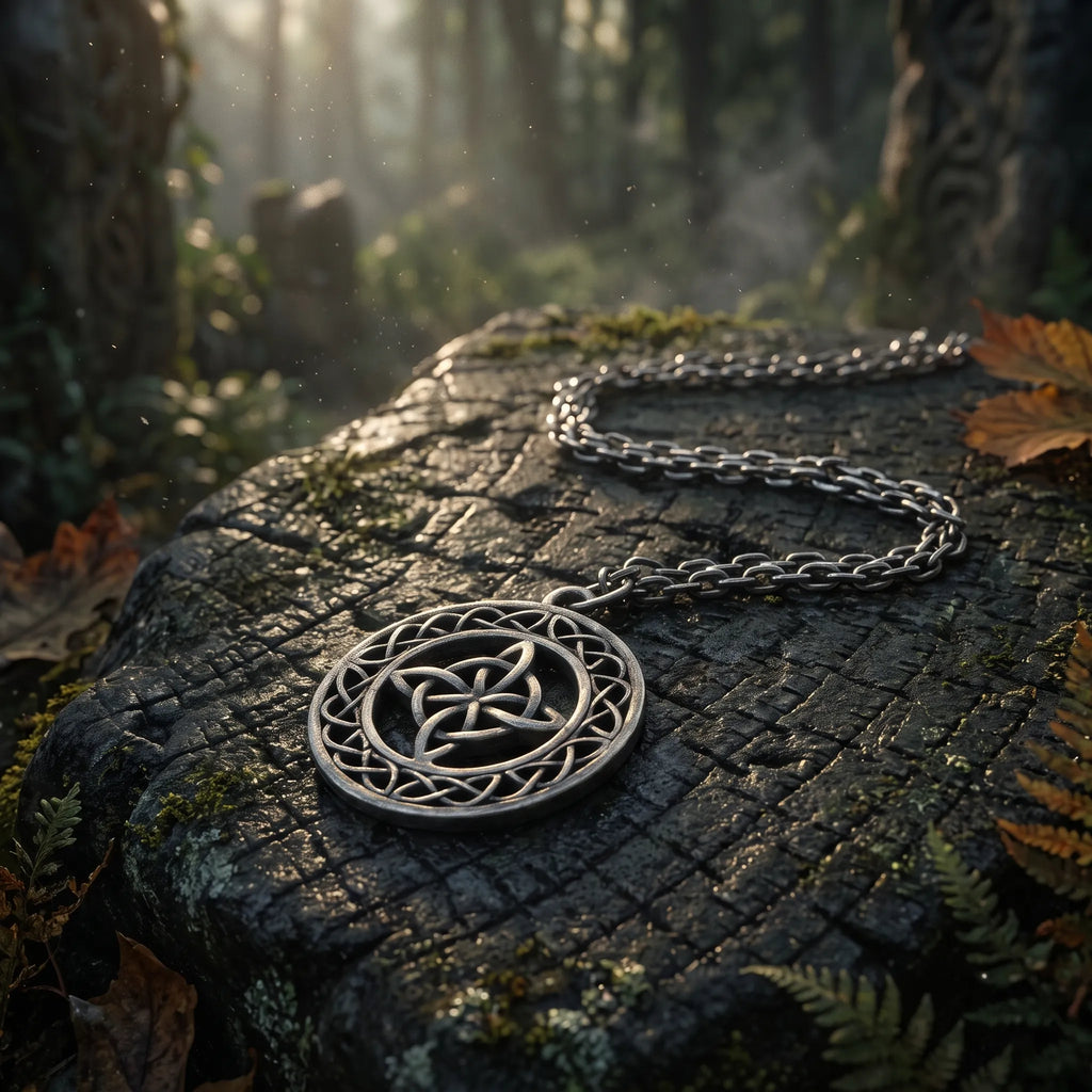 925 Sterling Silver Round Openwork Pendant, Celtic Knot Pendant, Oxidized Silver Jewelry, Symbolic Gift