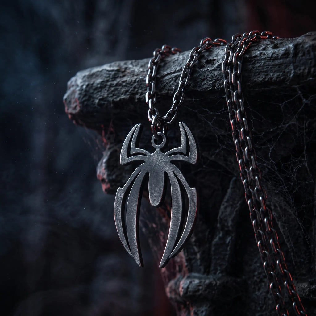 925 Sterling Silver Spider Pendant Necklace, Gothic Jewelry, Dark Alternative Necklace, Bold Unisex Gift