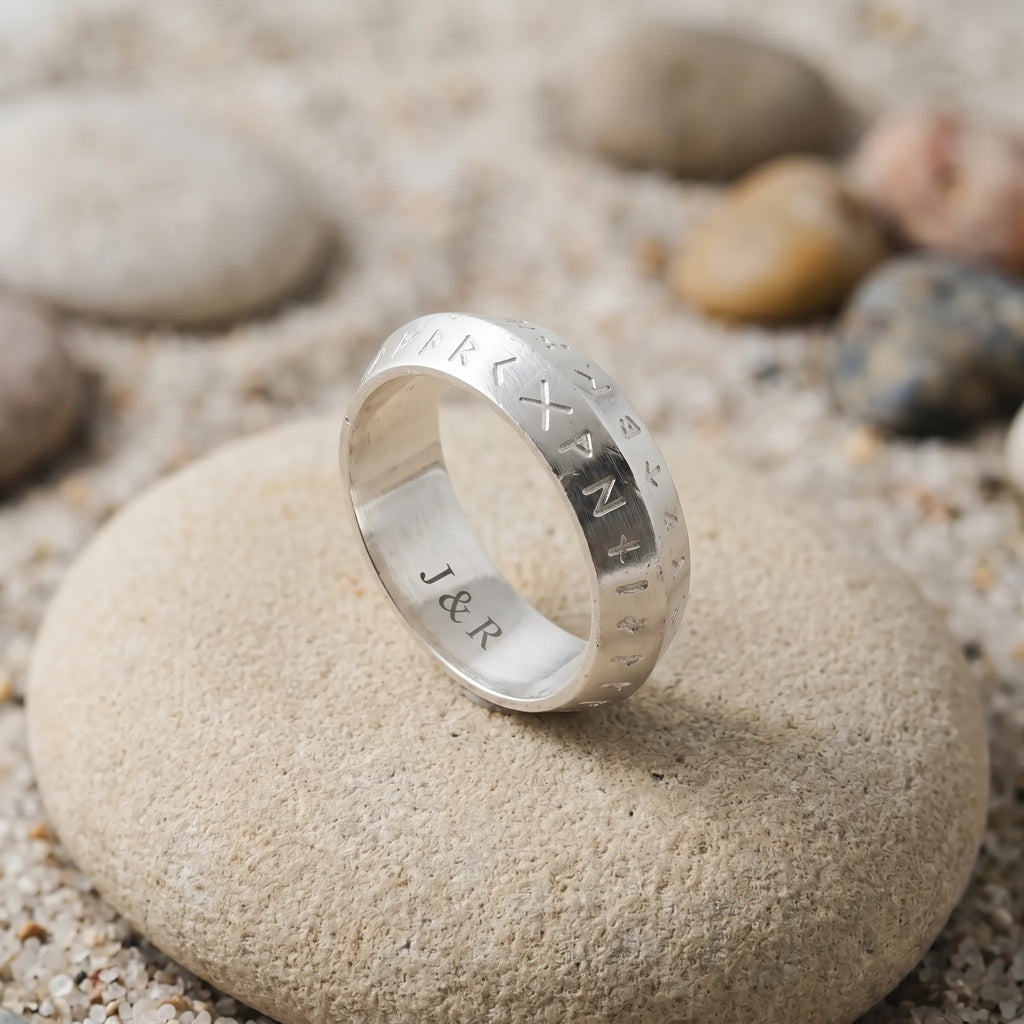 Antique 925 Sterling Silver Viking Rune Ring Custom Engrave Inside Band Talisman Gift
