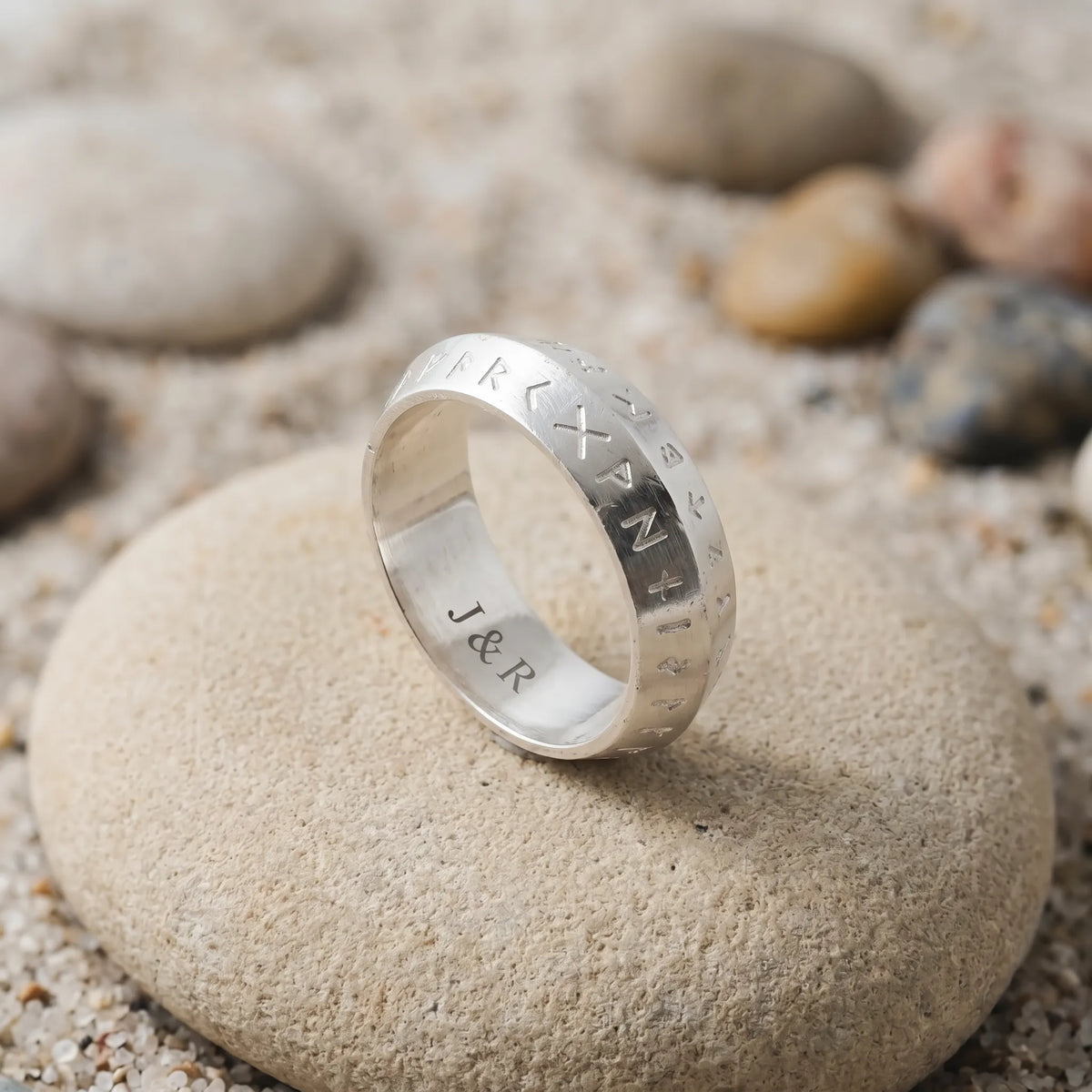 Antique 925 Sterling Silver Viking Rune Ring Custom Engrave Inside Band Talisman Gift