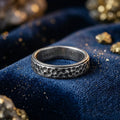925 Sterling Silver Hammered Ring, Oxidized Textured Band for Men, Custom Engraved Ring, Rustic Wedding Band