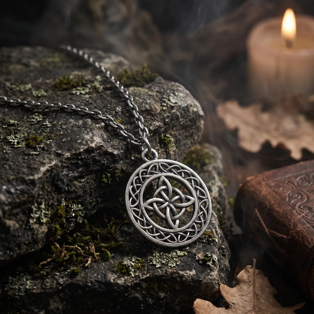 925 Sterling Silver Round Openwork Pendant, Celtic Knot Pendant, Oxidized Silver Jewelry, Symbolic Gift