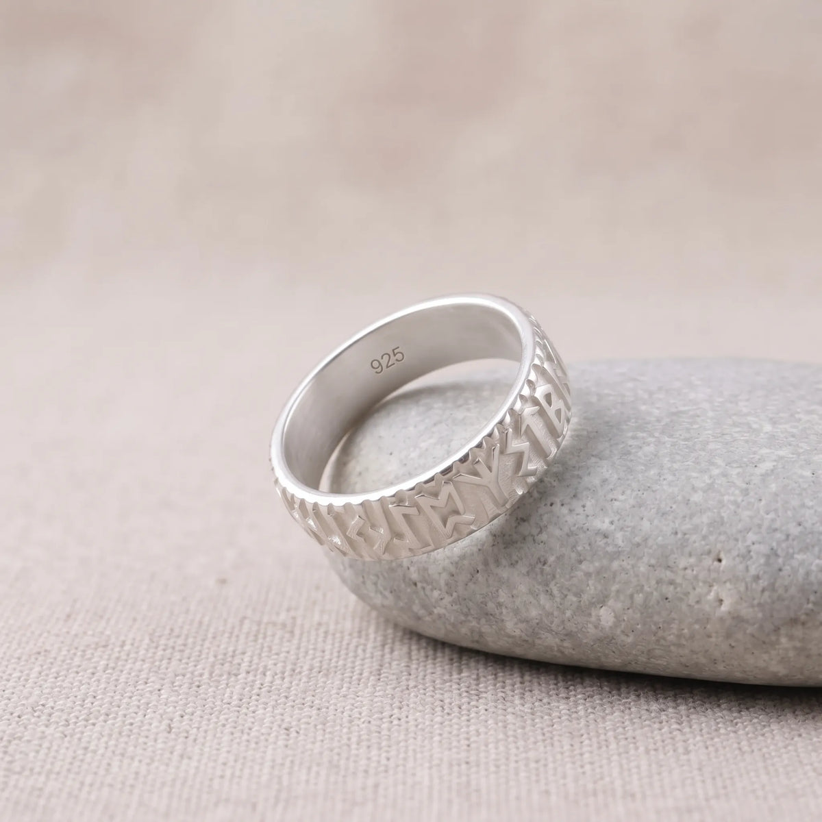 Personalized Viking Rune Ring - Custom Engraved Men's 925 Streling Silver Band