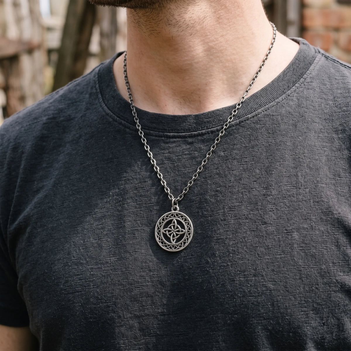 925 Sterling Silver Round Openwork Pendant, Celtic Knot Pendant, Oxidized Silver Jewelry, Symbolic Gift