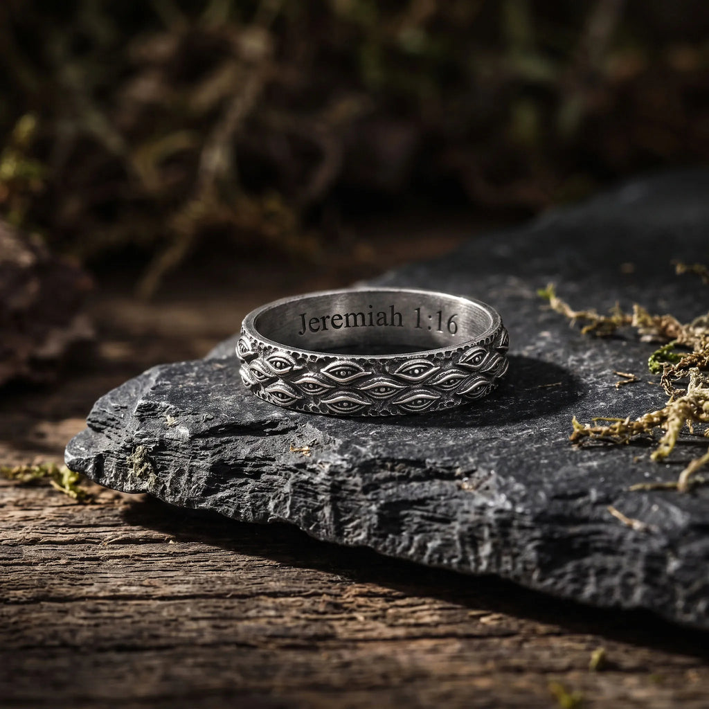 925 Sterling Silver All-Seeing Eye Band Ring, Vintage Ornate Ring, Personalized Faith Jewelry