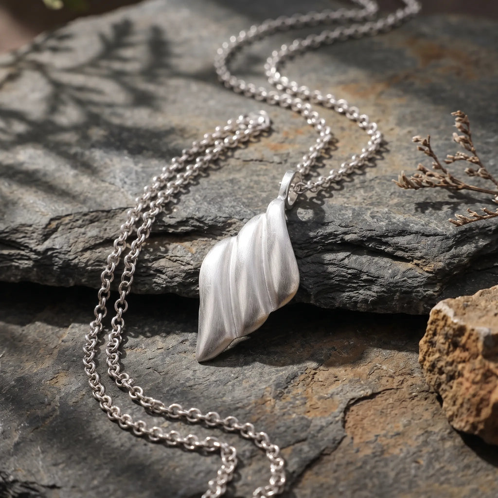 Sterling Silver Abstract Pendant Necklace, Artistic Silver Jewelry, Unisex Statement Necklace