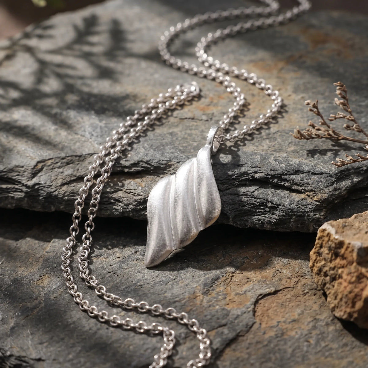 Sterling Silver Abstract Pendant Necklace, Artistic Silver Jewelry, Unisex Statement Necklace