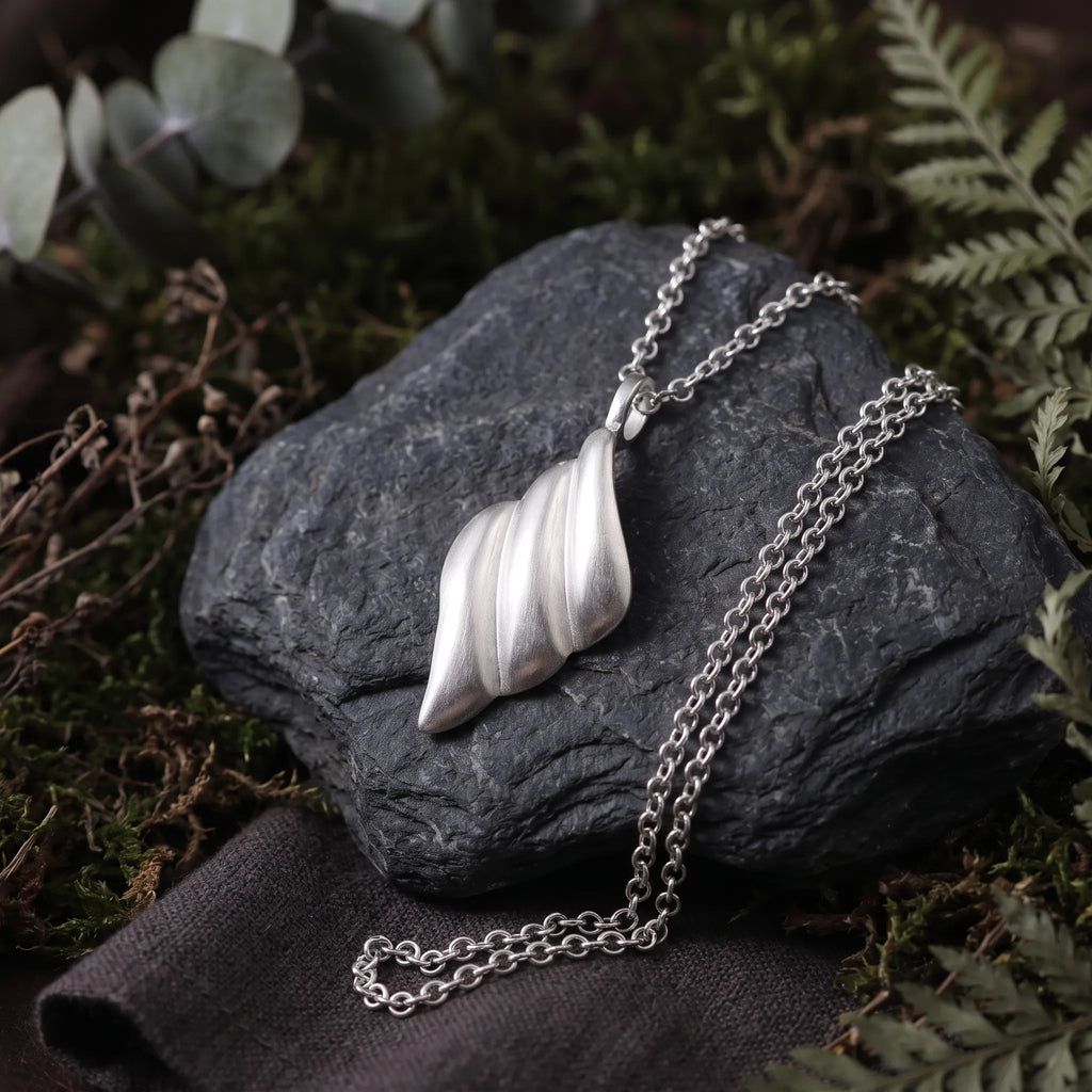 Sterling Silver Abstract Pendant Necklace, Artistic Silver Jewelry, Unisex Statement Necklace