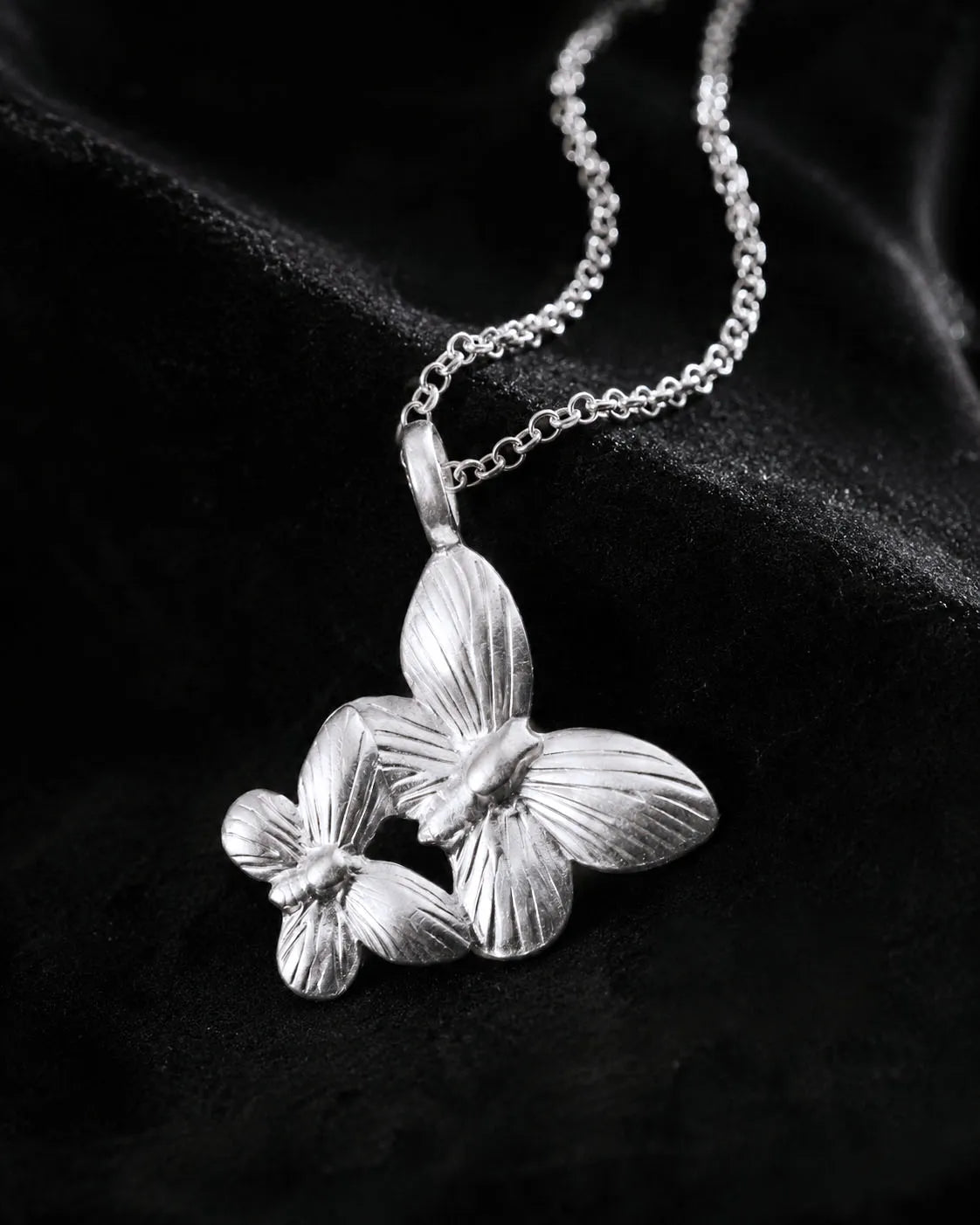 925 Sterling Silver Butterfly Pendant Necklace, Double Butterfly Jewelry, Nature Inspired Gift