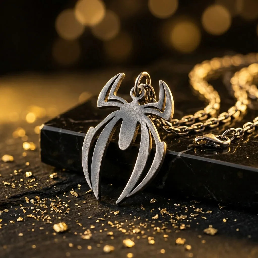 925 Sterling Silver Spider Pendant Necklace, Gothic Jewelry, Dark Alternative Necklace, Bold Unisex Gift