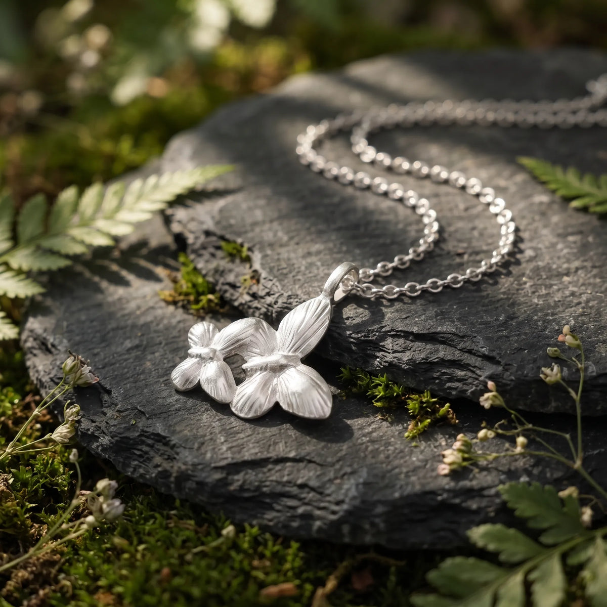 925 Sterling Silver Butterfly Pendant Necklace, Double Butterfly Jewelry, Nature Inspired Gift