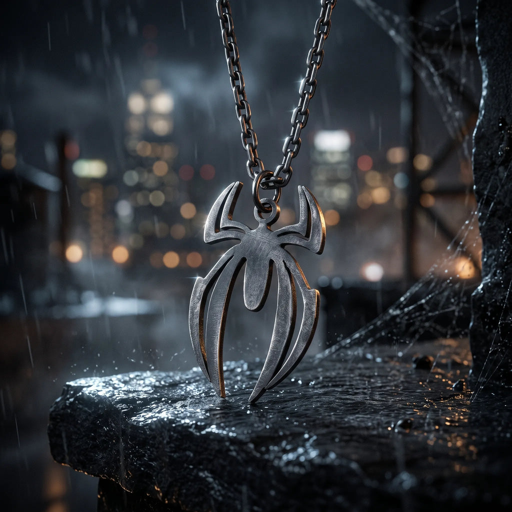 925 Sterling Silver Spider Pendant Necklace, Gothic Jewelry, Dark Alternative Necklace, Bold Unisex Gift