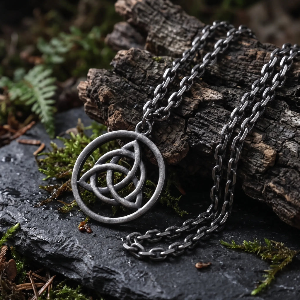 925 Sterling Silver Triquetra Pendant, Celtic Knot Necklace, Oxidized Silver Jewelry, Symbolic Gift