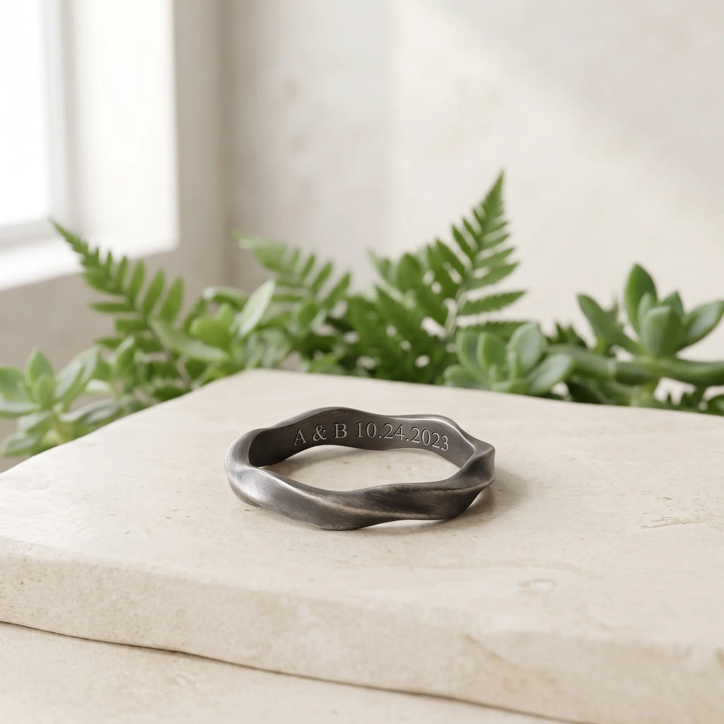 Custom Engraved Mobius Ring 925 Sterling Silver Personalized Anniversary Gift-Wedding Rings