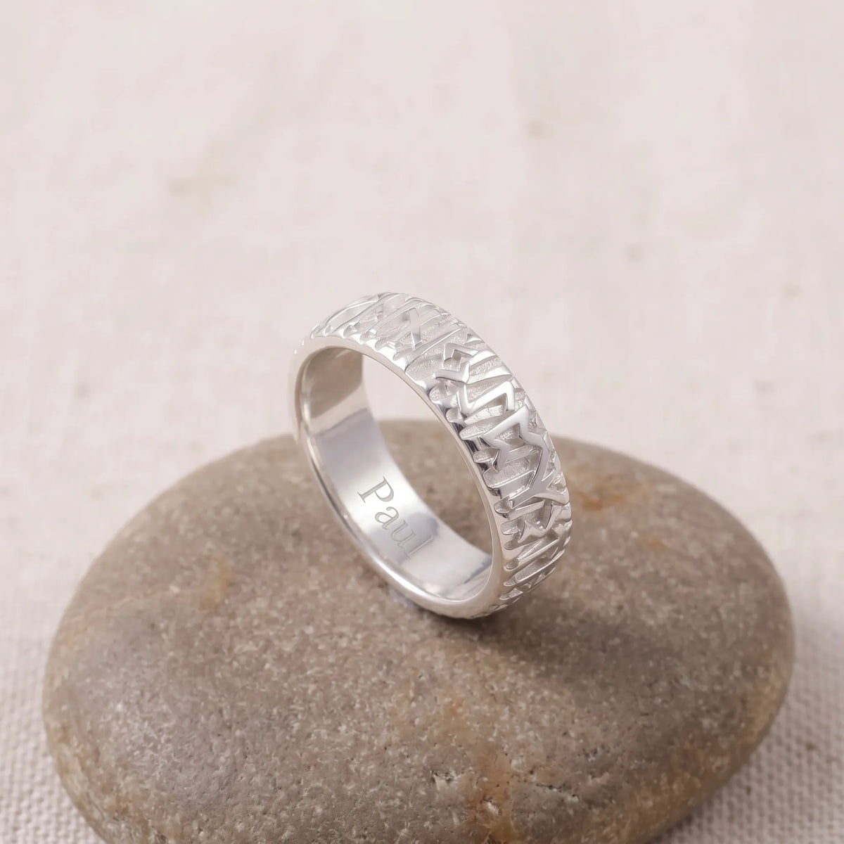 Personalized Viking Rune Ring - Custom Engraved Men's 925 Streling Silver Band