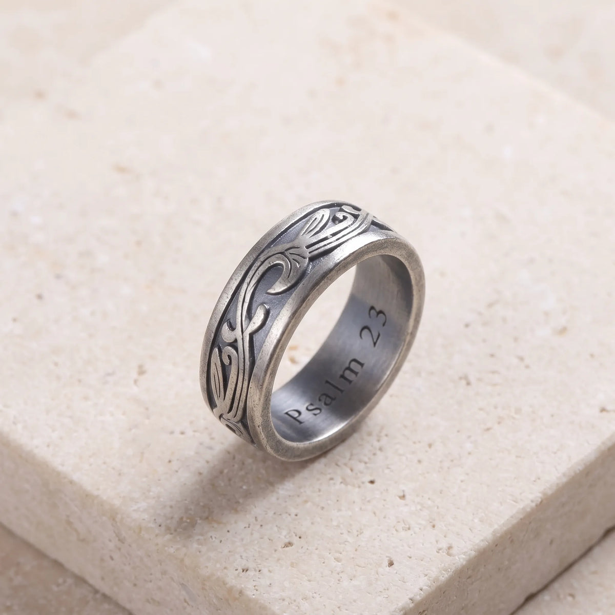 Personalized 925 Sterling Silver Vine Ring, Engraved Promise Band for Men Women