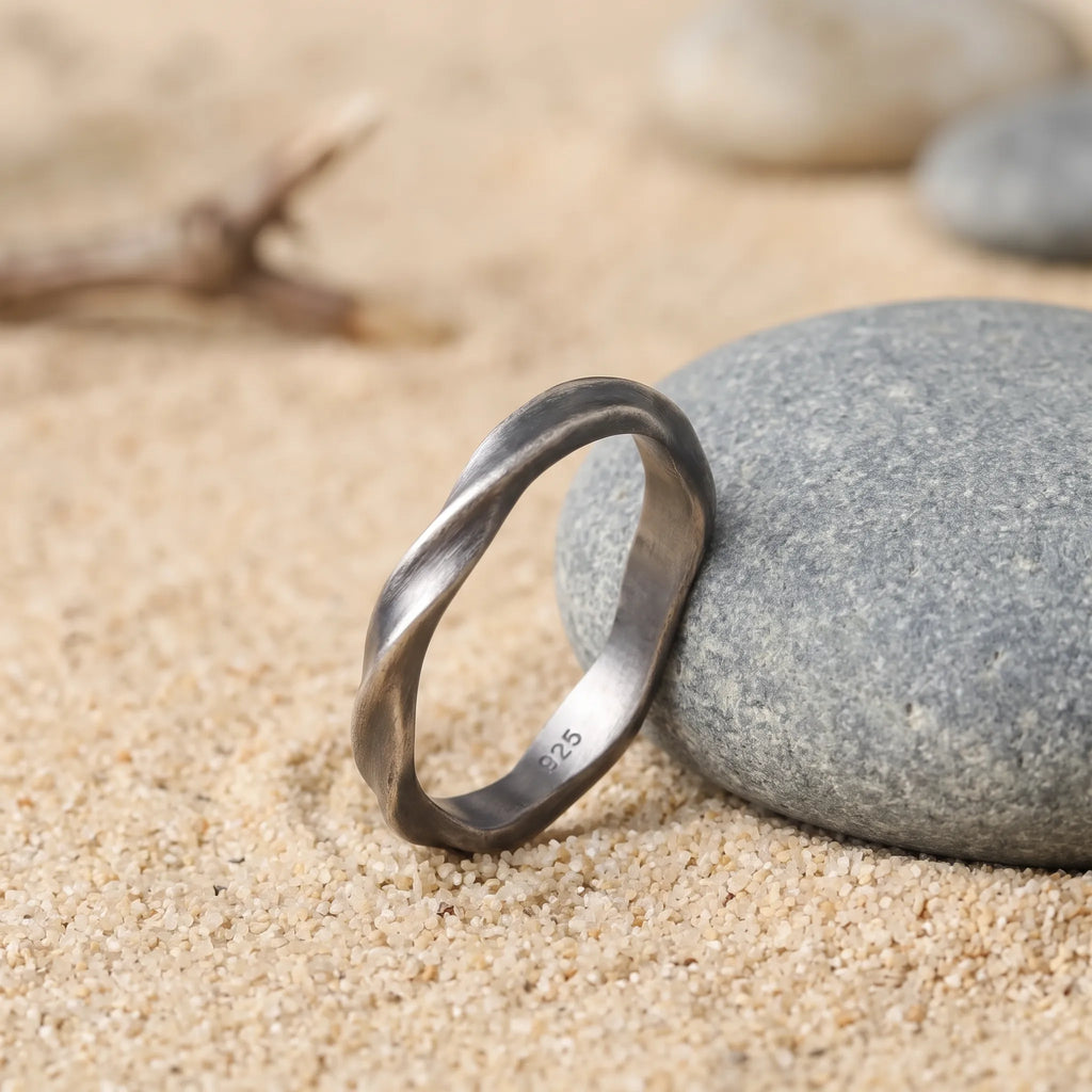 Custom Engraved Mobius Ring 925 Sterling Silver Personalized Anniversary Gift-Wedding Rings