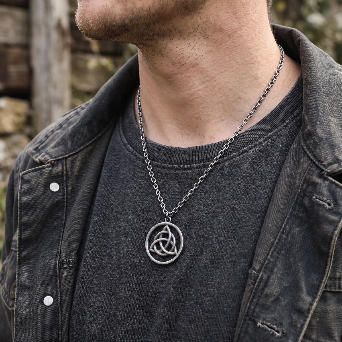 925 Sterling Silver Triquetra Pendant, Celtic Knot Necklace, Oxidized Silver Jewelry, Symbolic Gift