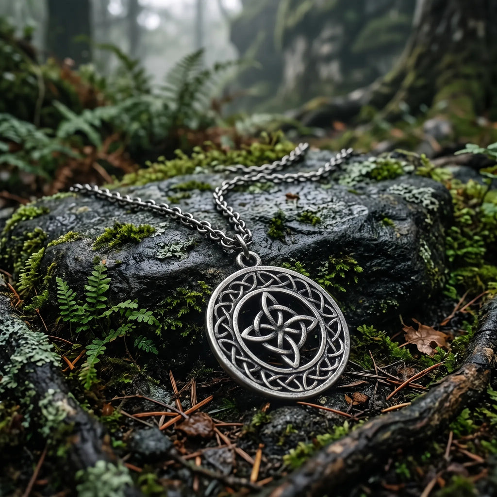 925 Sterling Silver Round Openwork Pendant, Celtic Knot Pendant, Oxidized Silver Jewelry, Symbolic Gift