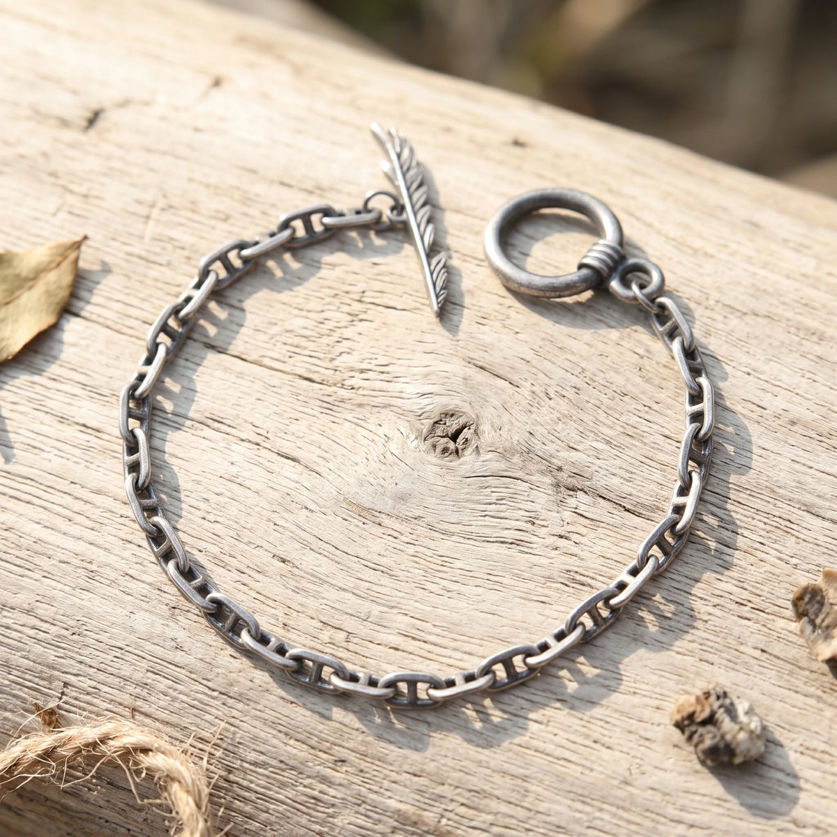 925 Sterling Silver Feather Clasp Anchor Chain Durable Bracelet Gift for Women