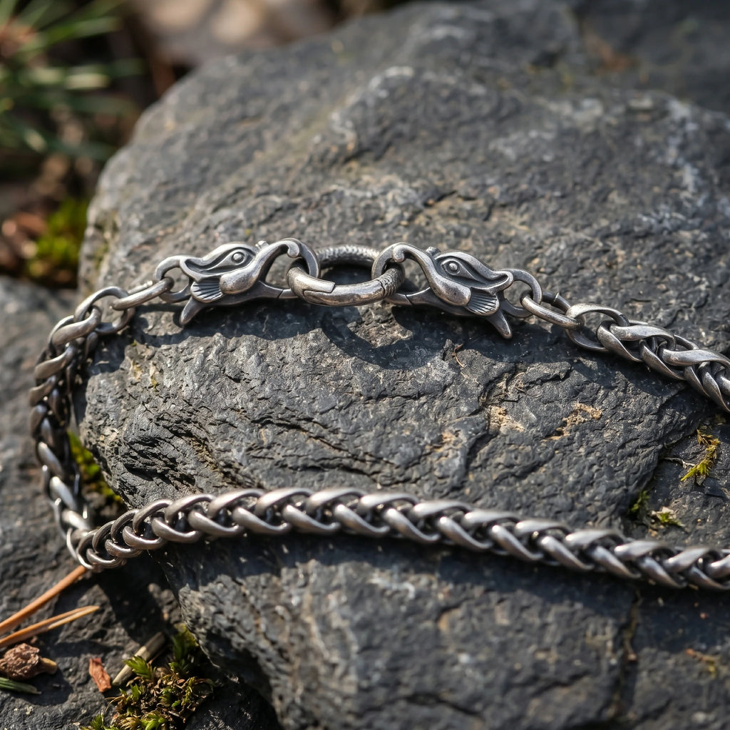 925 Sterling Silver Dragon Head Chopin Chain Durable Bracelet Gift for Him Her