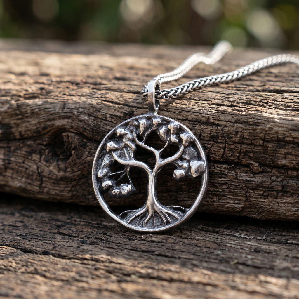 Solid 925 Sterling Silver Tree of Life Pendant Necklace for Strength & Vitality